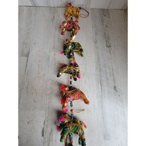 Rastogi Indian elephant colorful string chain plush vintage home decor unique